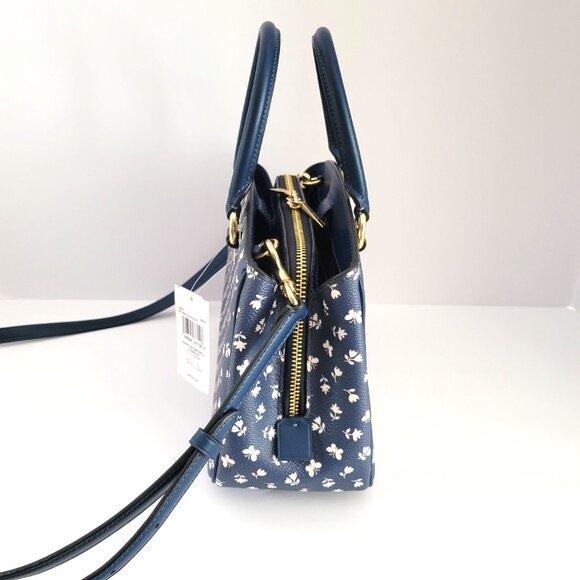 Coach CBI55 Floral Print Savannah Small Carryall Satchel Handbag Deep Blue - Picture 5 of 8